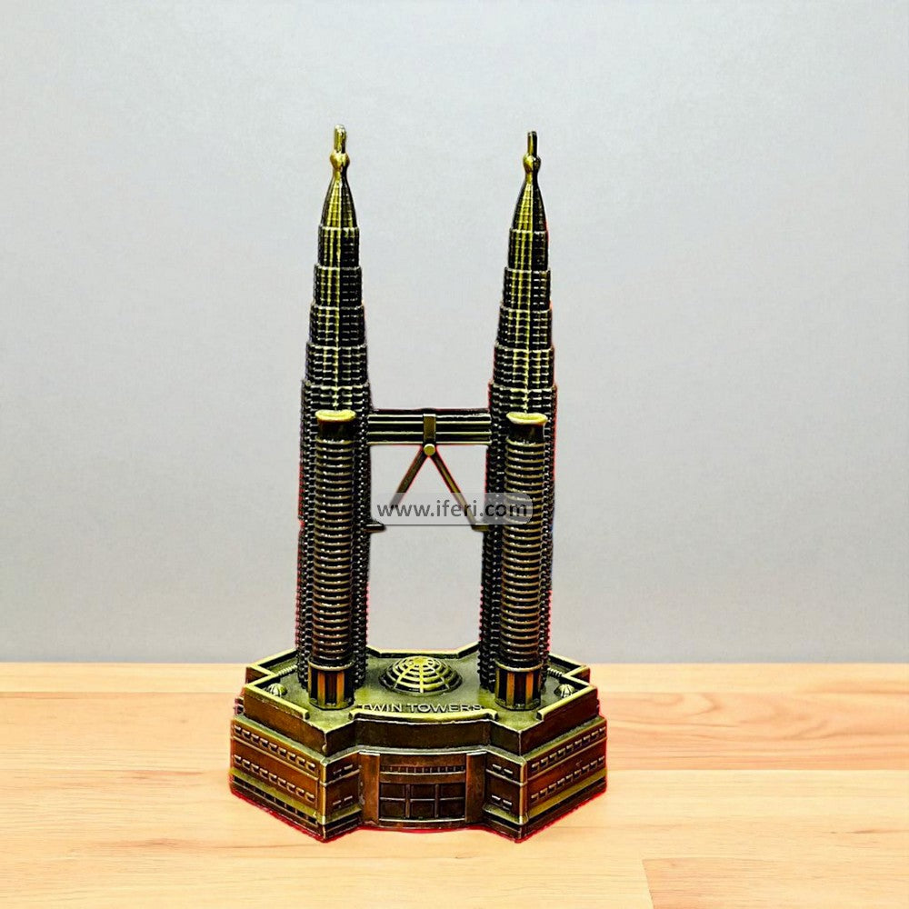 7 Inch Metal Twin Tower Model Sculpture Showpiece MT628