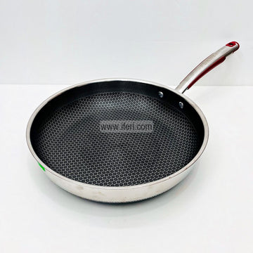 28cm Uncoated Honeycomb Design Stainless Steel Non-Stick Fry Pan TG10634