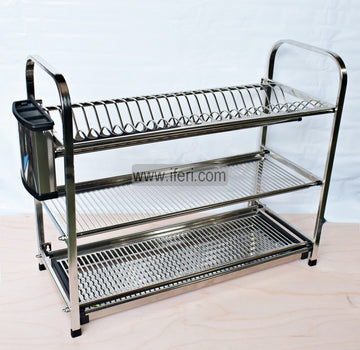 3 Tier Stainless Steel Wall Hanging Dish Drying Storage Rack with Holder KSM0013