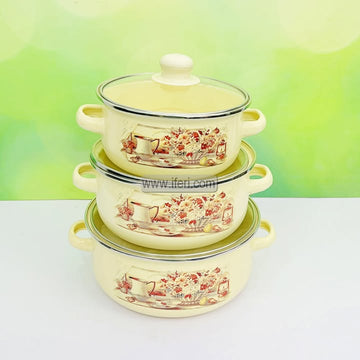 3 Pcs Enamel Soup Pot, Stew Pot, Casserole, Cookware with Lid TG10869