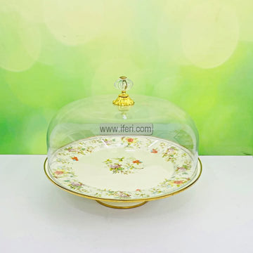 31cm Enamel Cake Stand, Serving Platter, Cake Plate, with Dome Shaped Cover TG10871