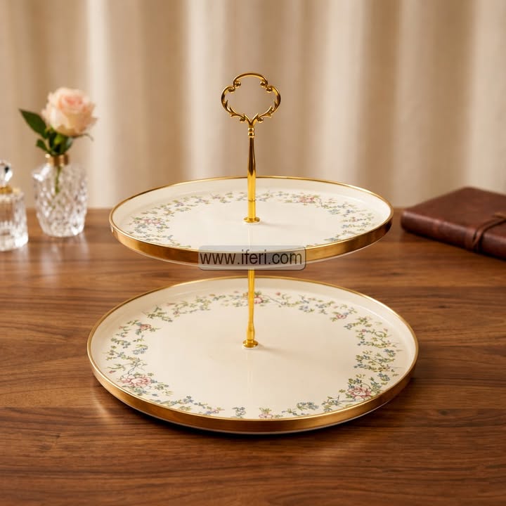 2 Tier Enamel Cake, Dessert, Appetizer Serving Platter / Stand TG10872