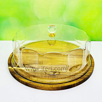 13.2 Inch Bamboo Cake Stand, Serving Platter Cake Plate, with Cover RY3578