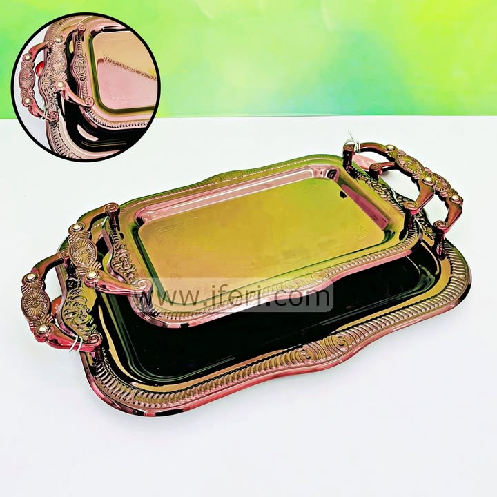 2 Pcs Exclusive Metal Serving Tray Set RY3612