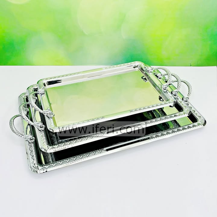 3 Pcs Exclusive Metal Serving Tray Set RY3608
