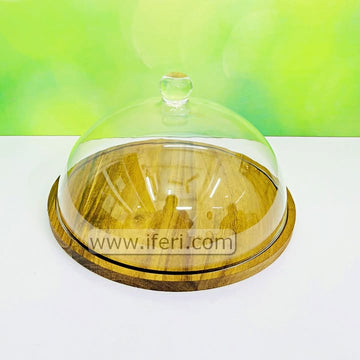 12.5 Inch Bamboo Cake Stand, Serving Platter Cake Plate, with Cover RY3570