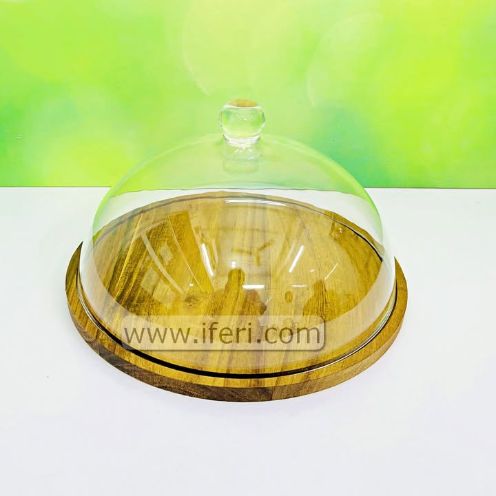 12.5 Inch Bamboo Cake Stand, Serving Platter Cake Plate, with Cover RY3570