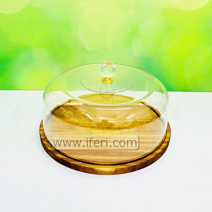 11.5 Inch Bamboo Cake Stand, Serving Platter Cake Plate, with Cover RY3572