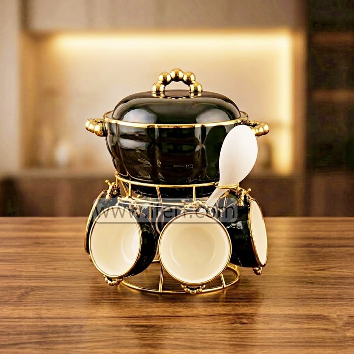 7 Pcs Exclusive Ceramic Soup Set with Spoon RY3617-1