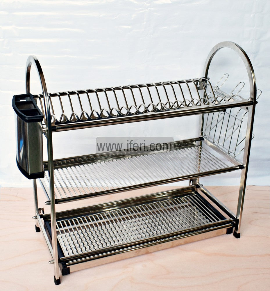 3 Tier Stainless Steel Wall Hanging Dish Drying Storage Rack with Holder KSM0015