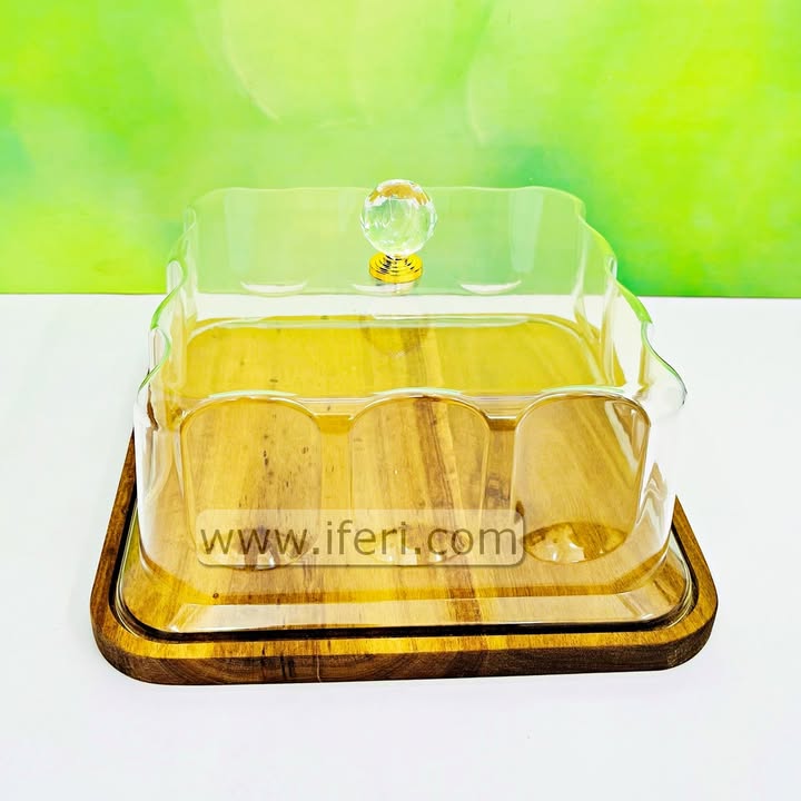 10.2 Inch Bamboo Cake Stand, Serving Platter Cake Plate, with Cover RY3575