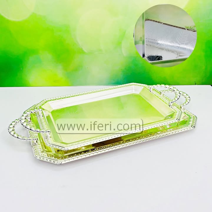 2 Pcs Exclusive Metal Serving Tray Set RY3607