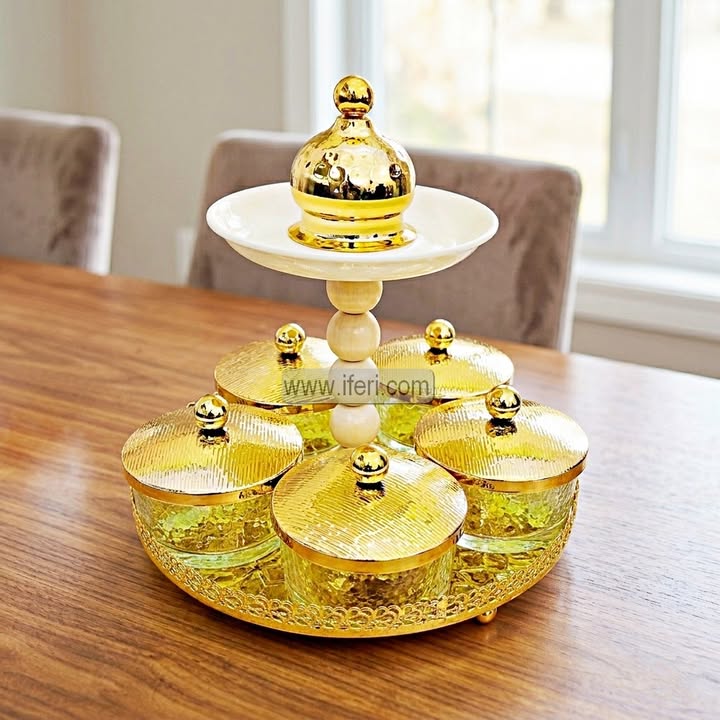 5 Pcs Exclusive Metal Dried Fruit, Candy, Dessert Serving Bowl with Stand FT1617