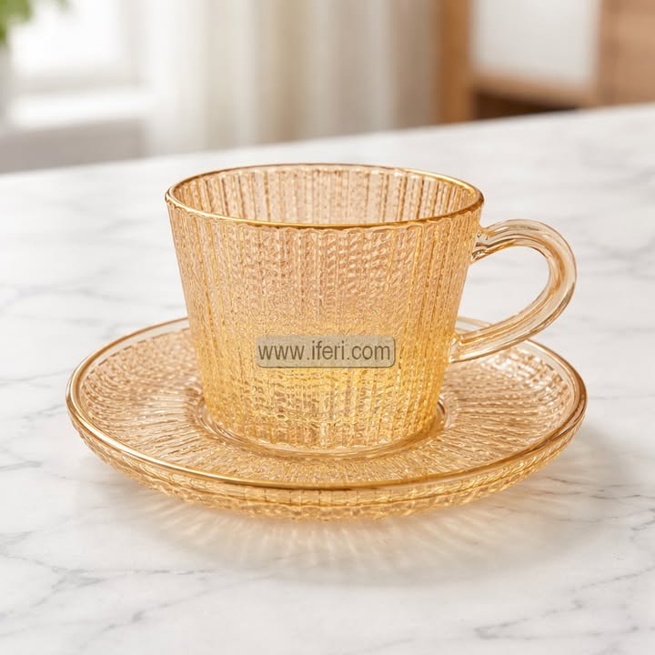 12 Pcs Glass Tea Cup & Saucer Set EB21621