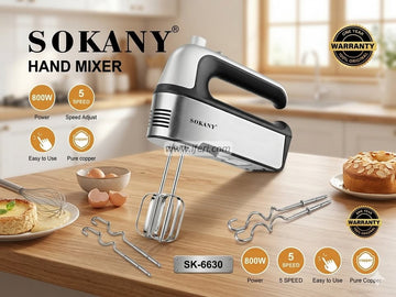 Sokany 800W 5 Adjustable Speeds Hand Mixer SK-6630