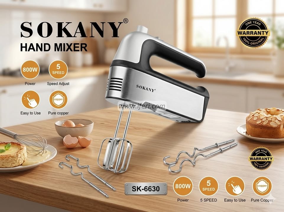 Sokany 800W 5 Adjustable Speeds Hand Mixer SK-6630