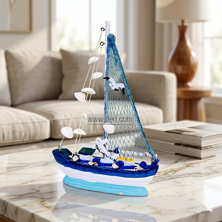 10 Inch Fiber Sailing Boat Model Sculpture Showpiece FT1622