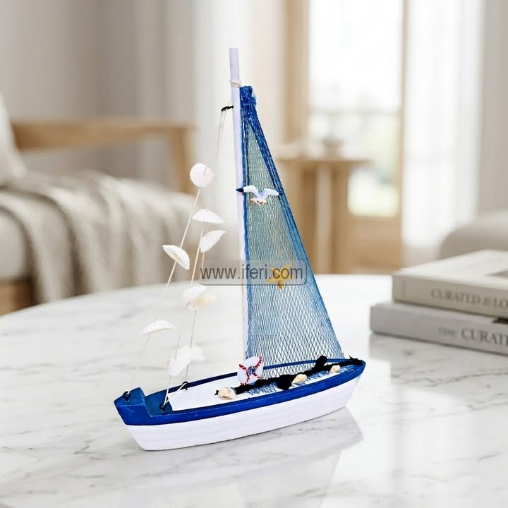 10 Inch Fiber Sailing Boat Model Sculpture Showpiece FT1621