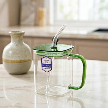 4 Inch Glass Juice Sipper Mug with Straw ALP2135