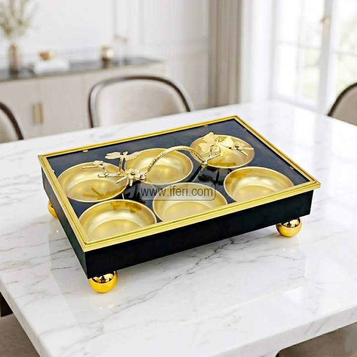 6 Part Exclusive Metal Dried Fruit, Candy, Dessert Serving Box FT1615