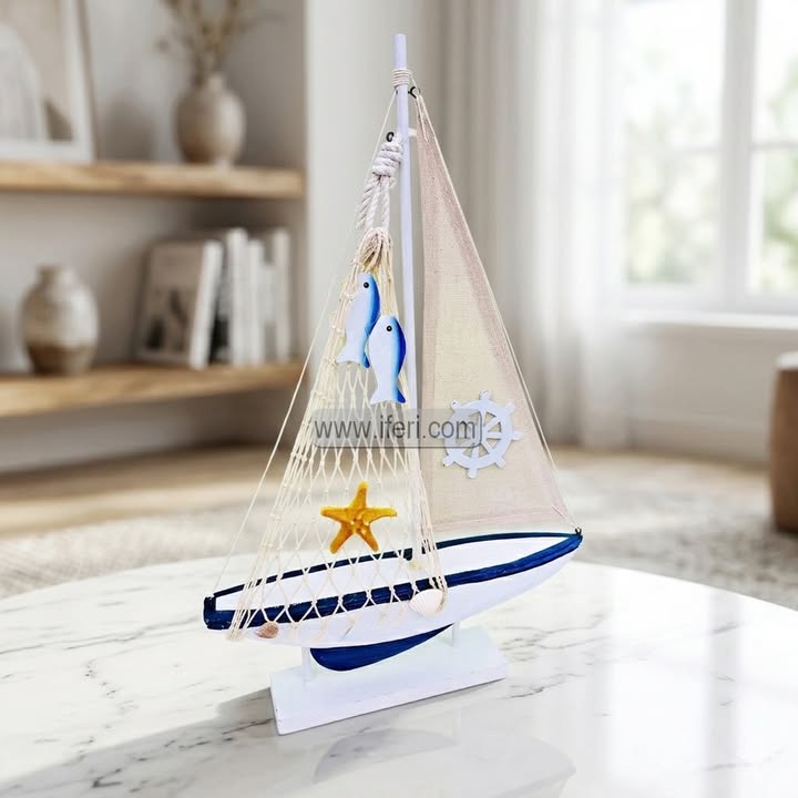 11.5 Inch Fiber Sailing Boat Model Sculpture Showpiece FT1624