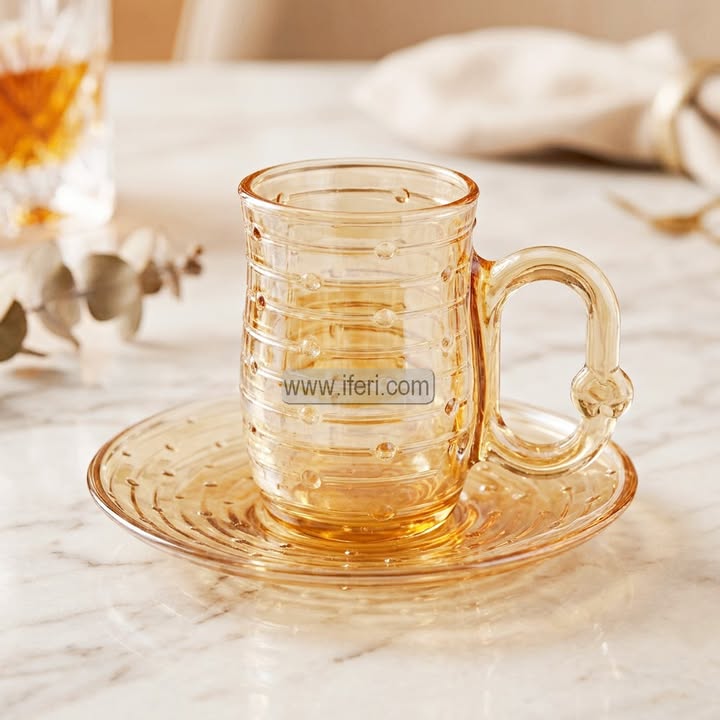 12 Pcs Glass Tea Cup & Saucer Set EB21625