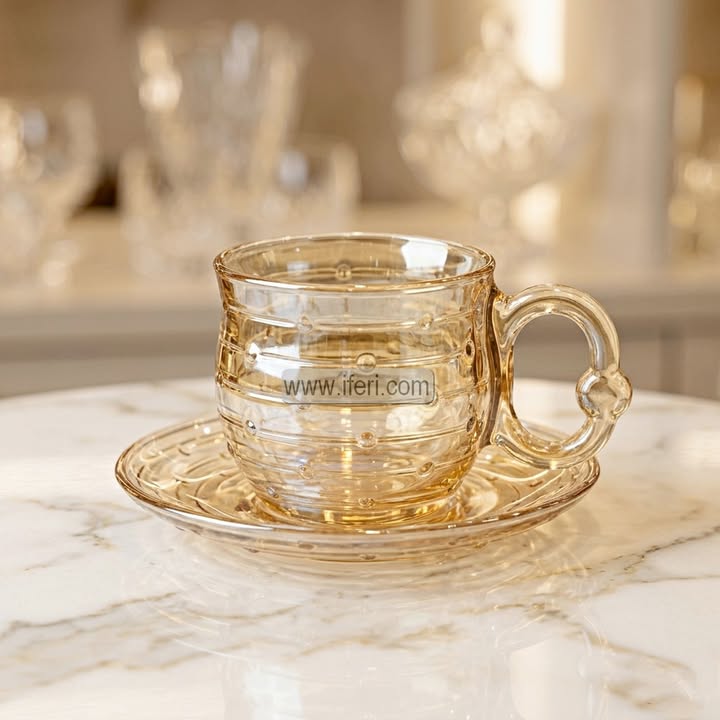 12 Pcs Glass Tea Cup & Saucer Set EB21623