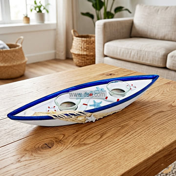 16.5 Inch Fiber Sailing Boat Candle Stand Model Sculpture Showpiece FT1625