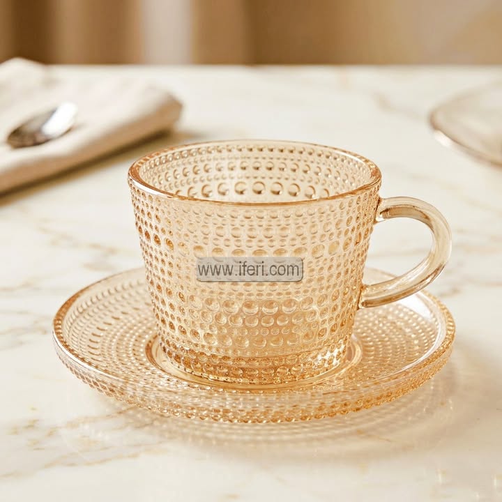 12 Pcs Glass Tea Cup & Saucer Set EB21624