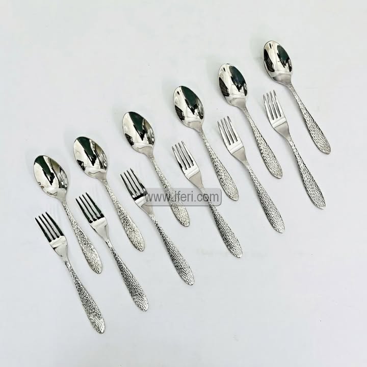 12 Pcs Stainless Steel Tea Spoon & Fork Set EB216538