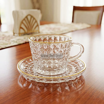 12 Pcs Glass Tea Cup & Saucer Set EB21618