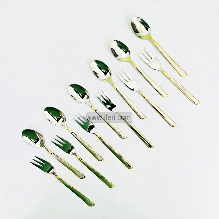 12 Pcs Stainless Steel Spoon & Fork Set EB216558