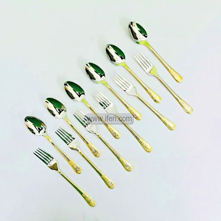 12 Pcs Stainless Steel Spoon & Fork Set EB216560
