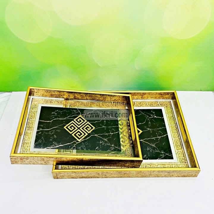 2 Pcs Rectangle Shaped Exclusive Serving Tray Set RY3640