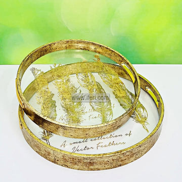 2 Pcs Round Shaped Exclusive Serving Tray Set RY3637