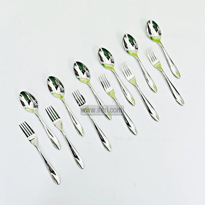 12 Pcs Stainless Steel Tea Spoon & Fork Set EB216534