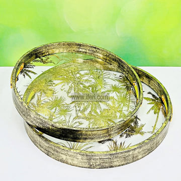 2 Pcs Round Shaped Exclusive Serving Tray Set RY3638