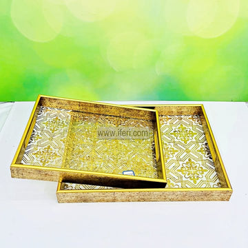 2 Pcs Rectangle Shaped Exclusive Serving Tray Set RY3641
