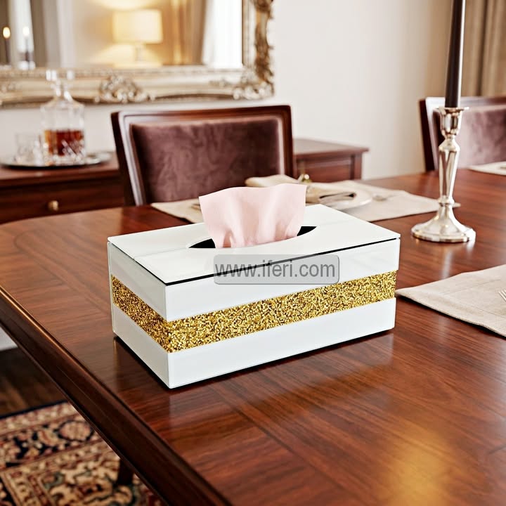 9.8 Inch Exclusive Glass Decorative Tissue Box ARF036