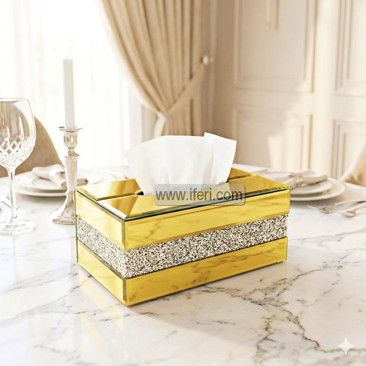 9.8 Inch Exclusive Glass Decorative Tissue Box ARF033