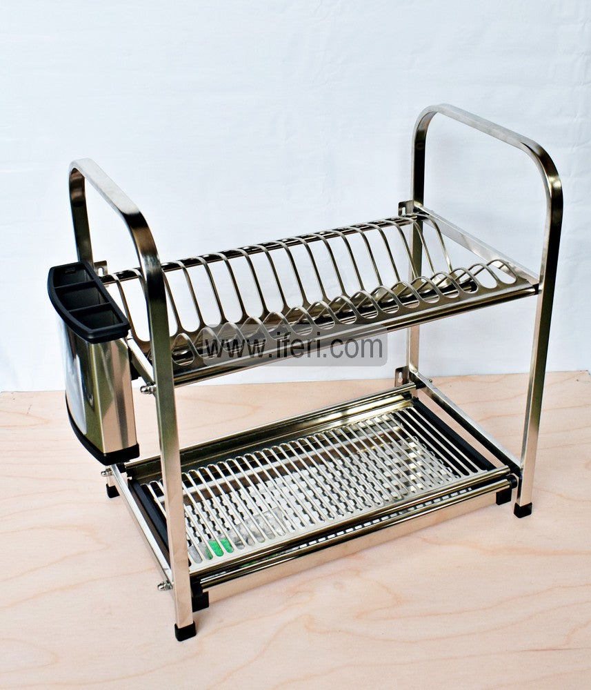 2 Tier Stainless Steel Wall Hanging Dish Drying Storage Rack with Holder KSM0017