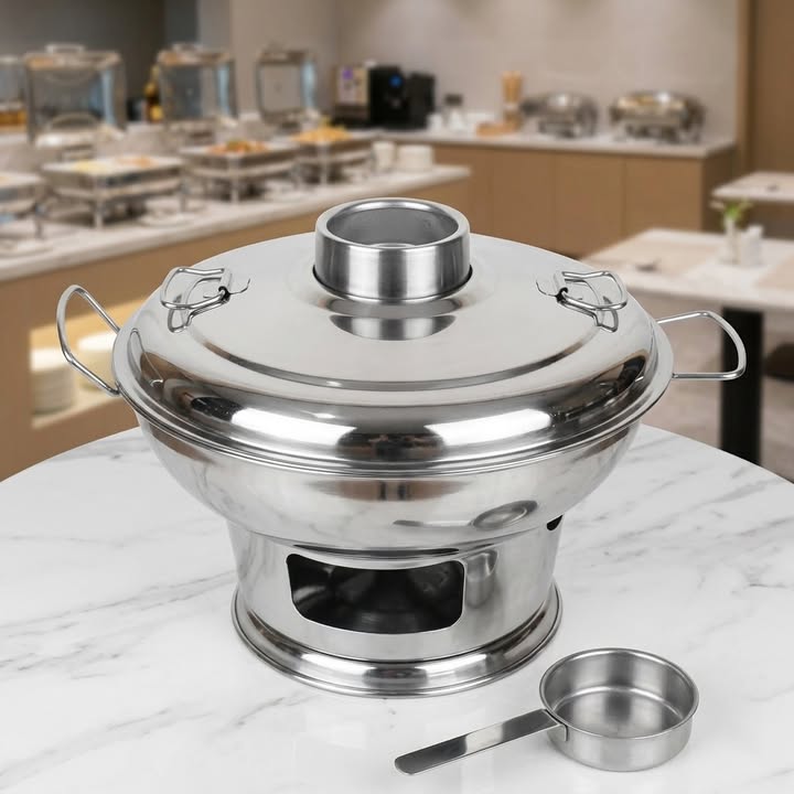 20cm Stainless Steel Soup Serving Dish with Warmer EB21652