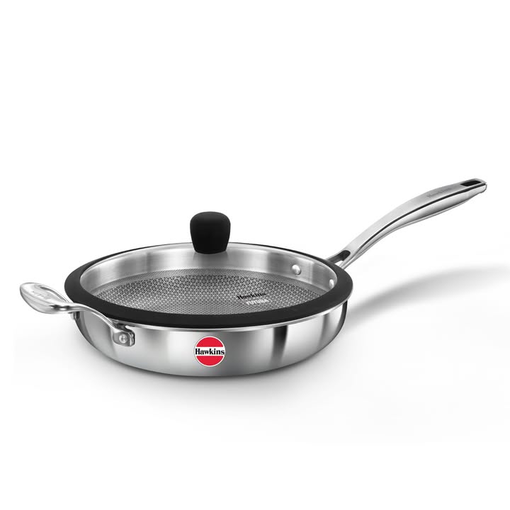 26cm Hawkins Triply Stainless Steel Pro Frying Pan with Glass Lid ALM7005