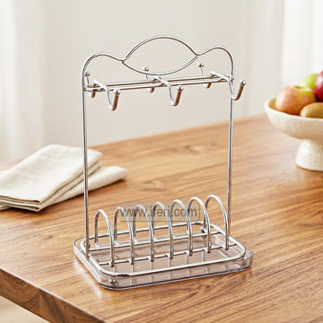 6 Hook Metal Cup & Saucer Holder Stand LB6261