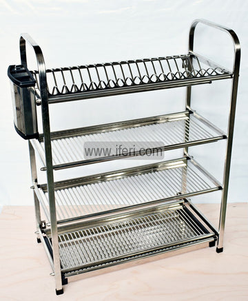 4 Tier Stainless Steel Wall Hanging Dish Drying Storage Rack with Holder KSM0021