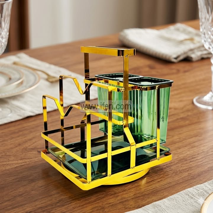 Revolving 2 Pcs Spoon, Cutting & Utensils Holder with Tray RH0506