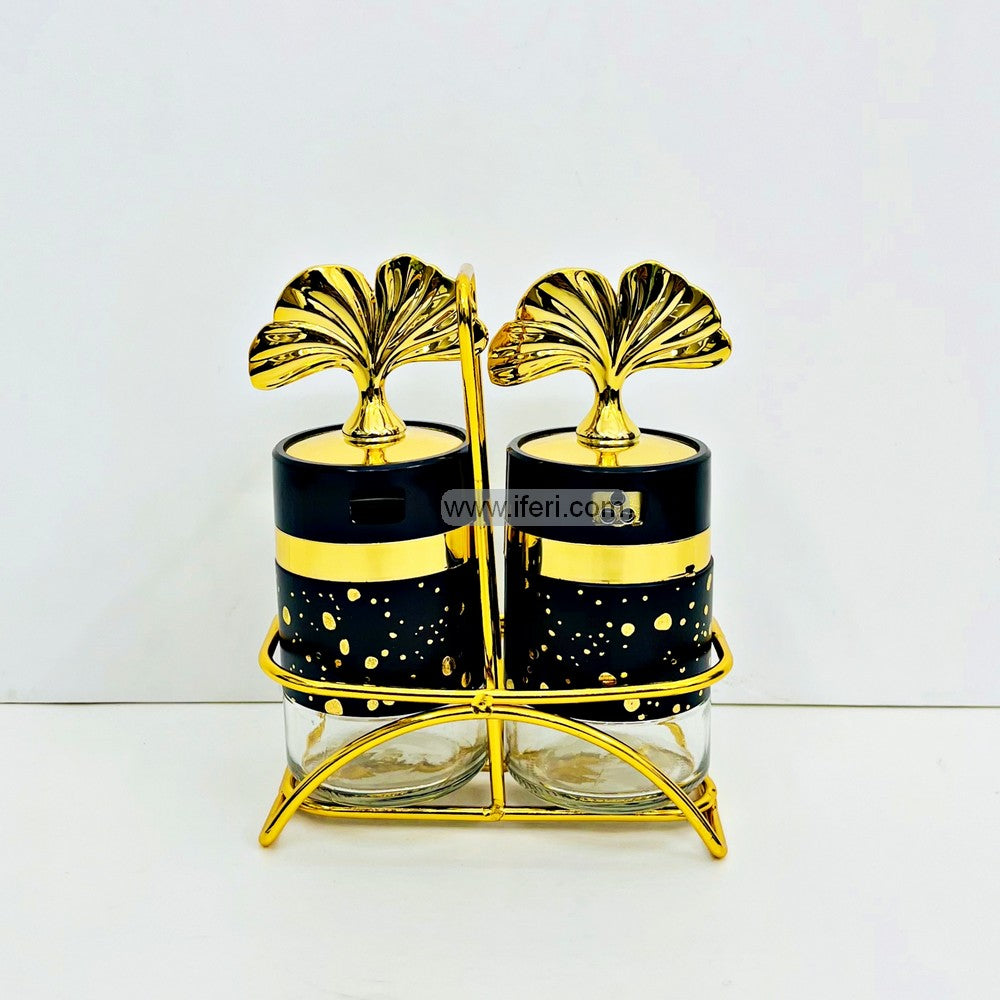 2 Pcs Glass Salt and Pepper Jar with Stand TG10696