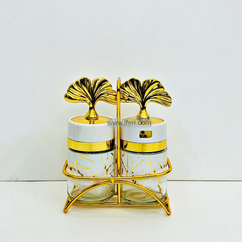 2 Pcs Glass Salt and Pepper Jar with Stand TG10697