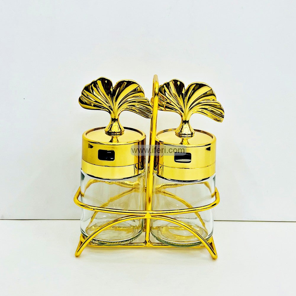 2 Pcs Glass Salt and Pepper Jar with Stand TG10698
