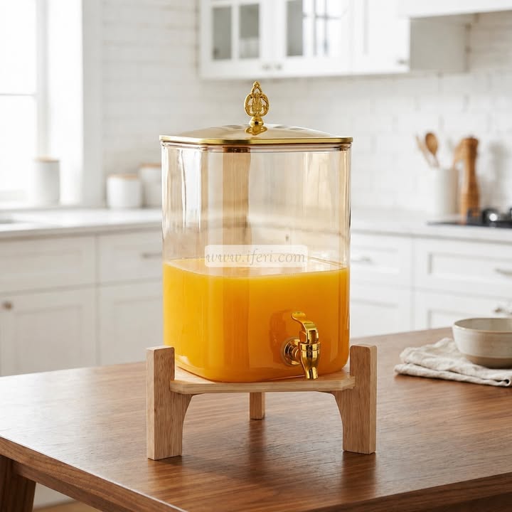 14 Inch Borosilicate Glass Juice Dispenser with Bamboo Stand BS139(8.)